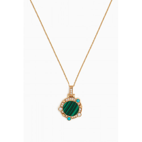 Lillian Ismail - Falak Galaxy Diamond & Malachite Pendant Necklace in 18kt Gold