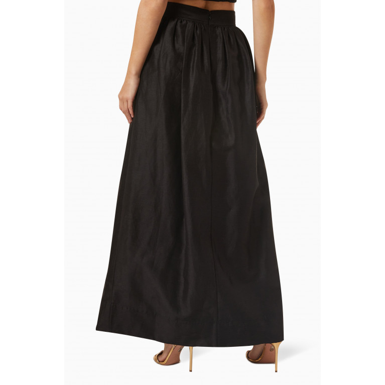 Aje - Mirabelle Tulip Maxi Skirt in Linen-blend Black