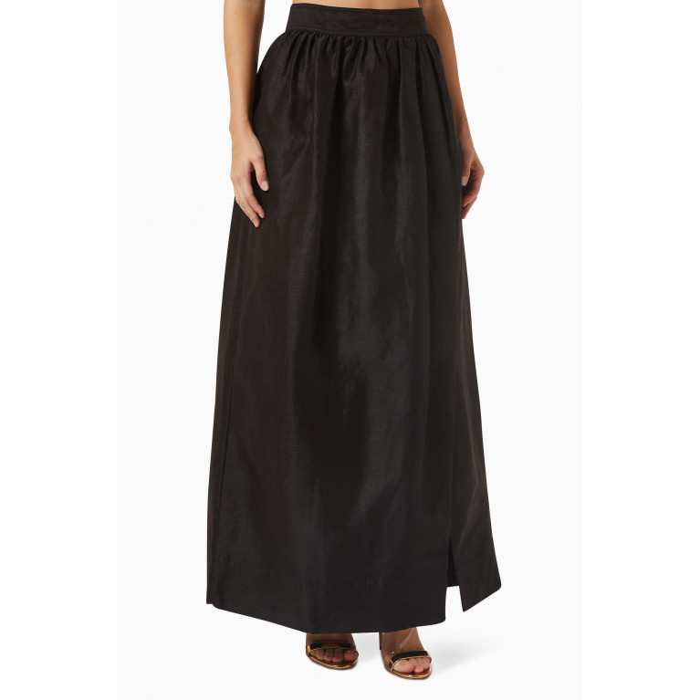 Aje - Mirabelle Tulip Maxi Skirt in Linen-blend Black