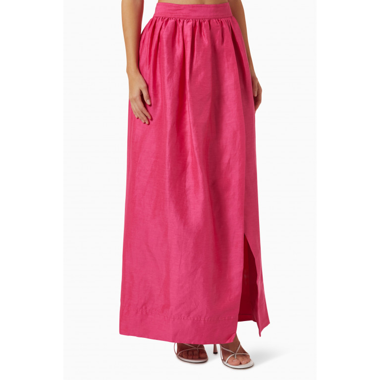 Aje - Mirabelle Tulip Maxi Skirt in Linen-blend Pink