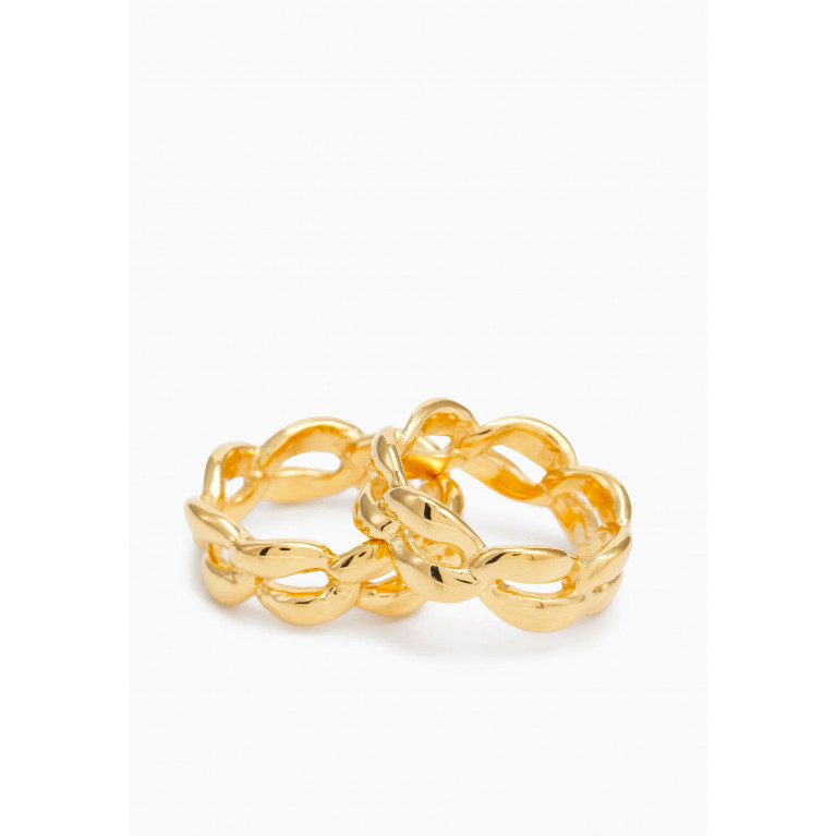 Misho - Link Rings in 22kt Gold-plated Bronze, Set of 2