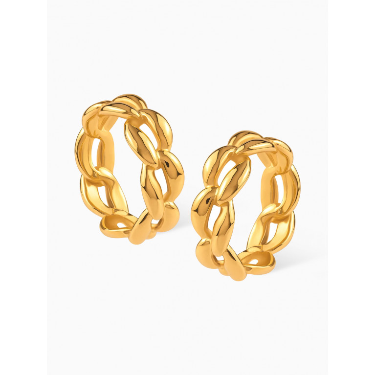 Misho - Link Rings in 22kt Gold-plated Bronze, Set of 2