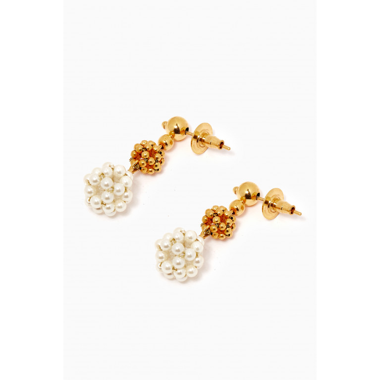 Misho - Nido Mini Earrings in 22kt Gold-plated Bronze & Pearls