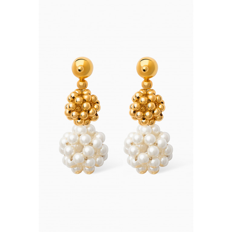 Misho - Nido Mini Earrings in 22kt Gold-plated Bronze & Pearls