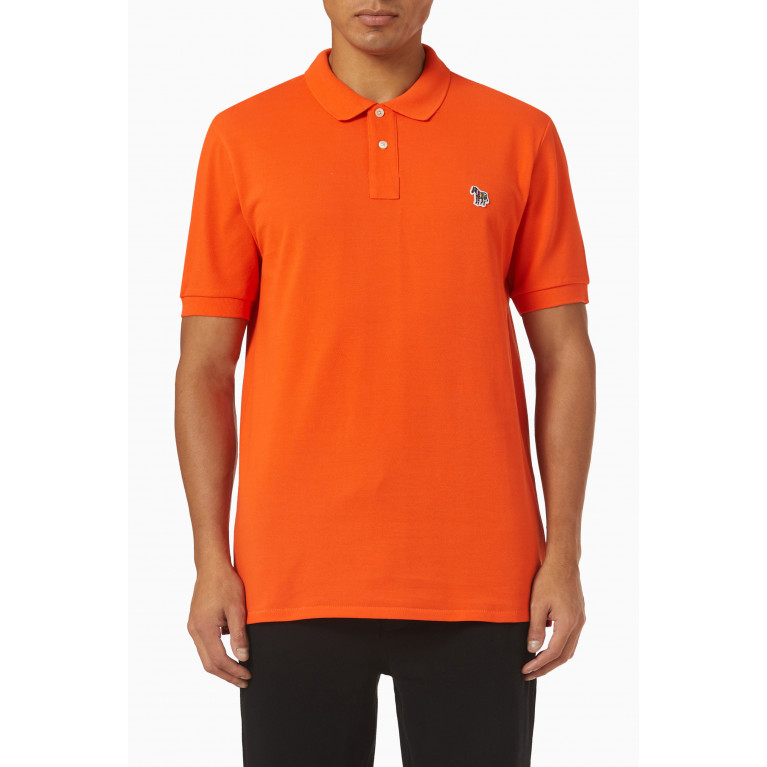 PS Paul Smith - Zebra Logo Polo Shirt in Organic Cotton-piqué Orange