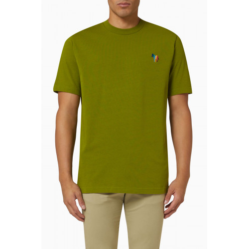 PS Paul Smith - Zebra Logo-embroidered T-shirt in Organic Cotton-jersey Green