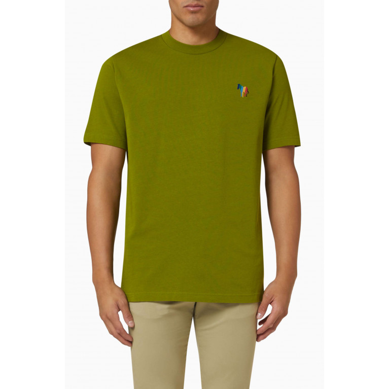 PS Paul Smith - Zebra Logo-embroidered T-shirt in Organic Cotton-jersey Green