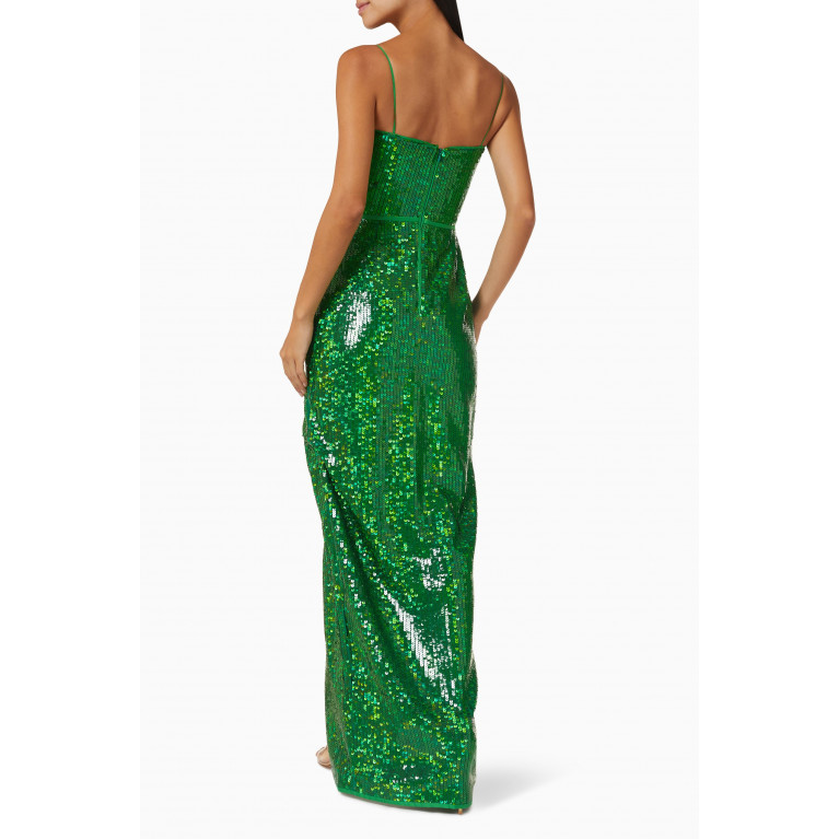 Rasario - Lace-up Maxi Dress in Sequin