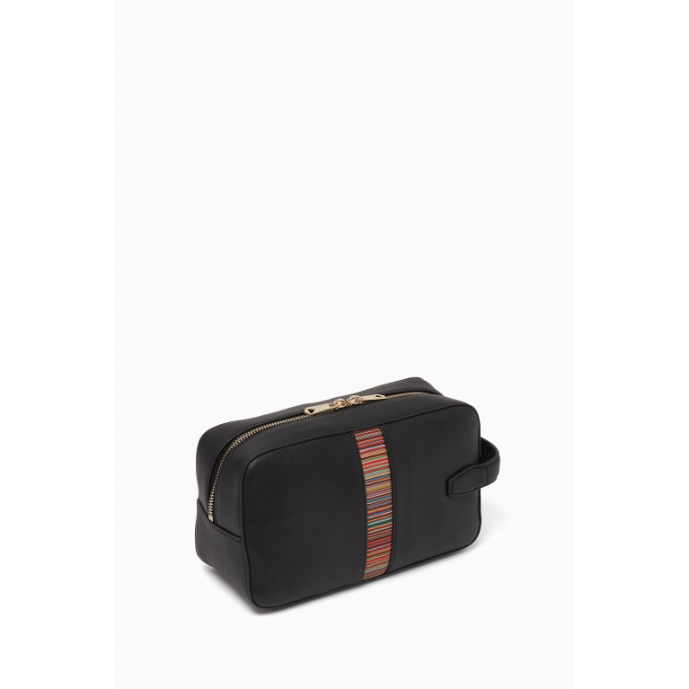 Paul Smith - Signature Stripe Wash Bag in Embossed Leather