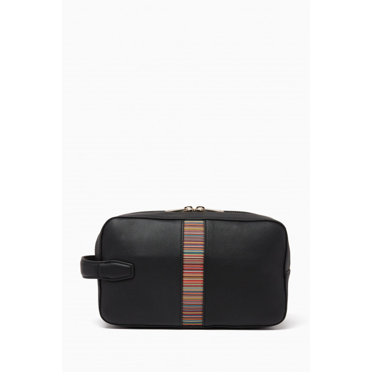 Paul Smith - Signature Stripe Wash Bag in Embossed Leather