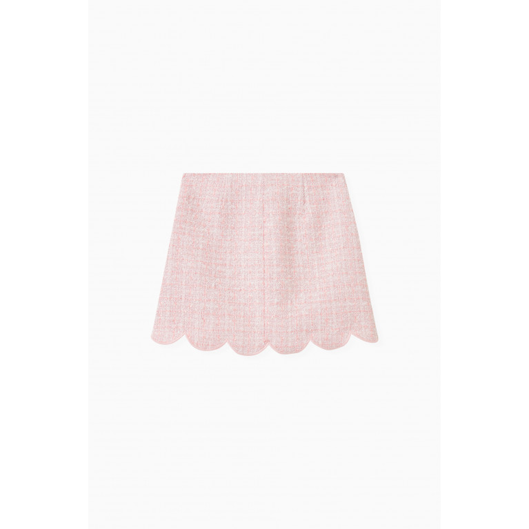 Self Portrait - Scalloped Hem Mini Skirt in Bouclé Knit
