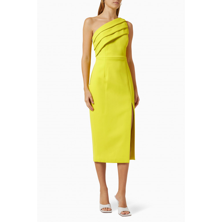 Mossman - Unveil One-shoulder Midi Dress Yellow