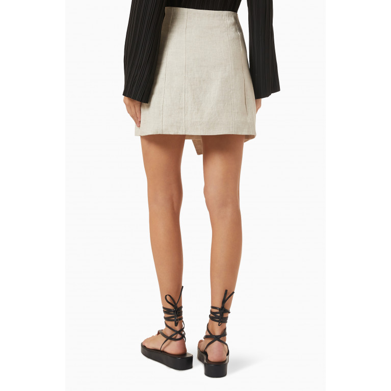 Mossman - Maverick Wrap-front Mini Skirt in Linen