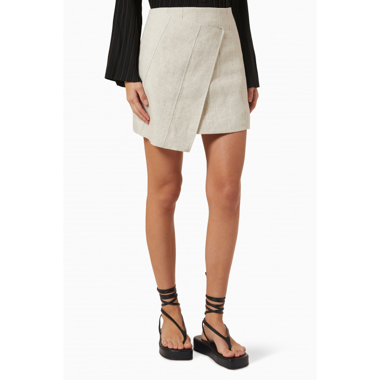 Mossman - Maverick Wrap-front Mini Skirt in Linen