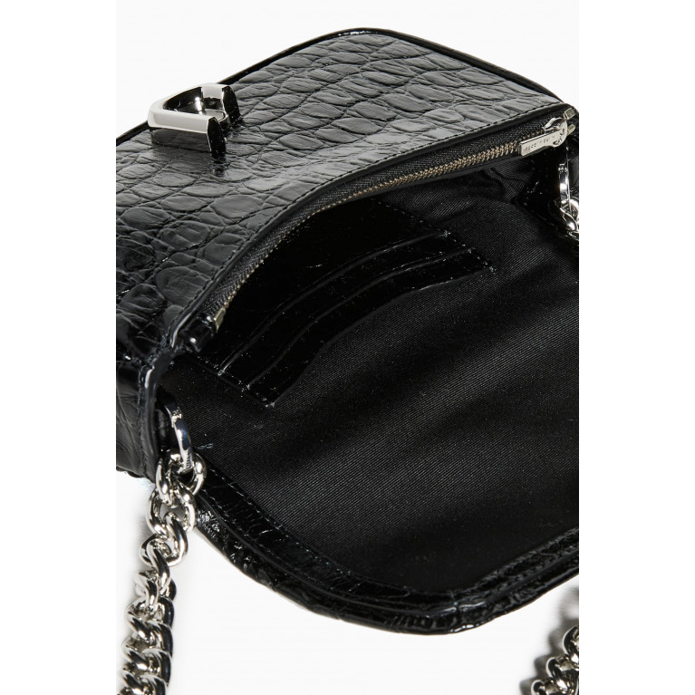 Marc Jacobs - Mini The J Shoulder Bag in Croc-embossed Leather Black