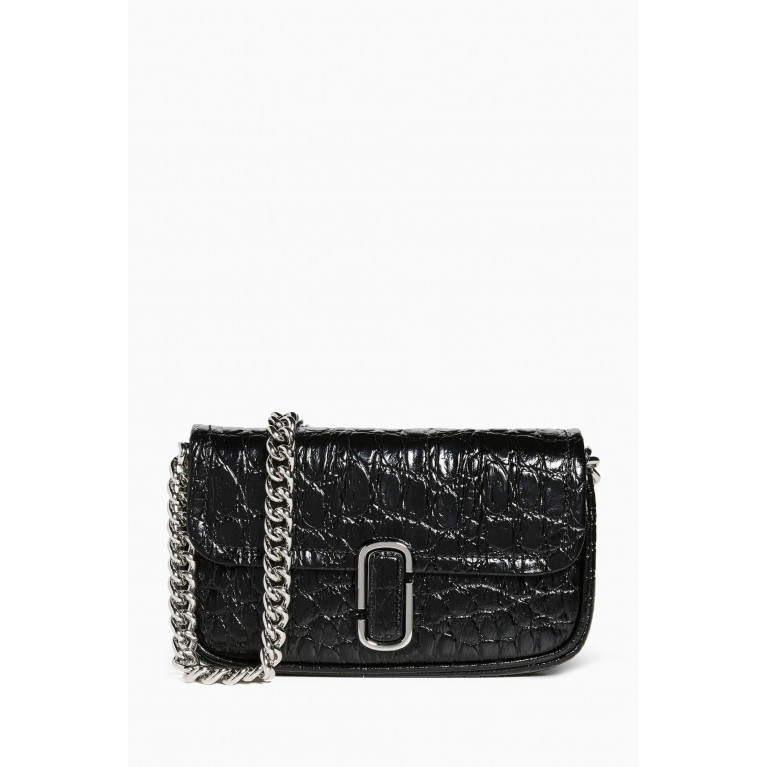 Marc Jacobs - Mini The J Shoulder Bag in Croc-embossed Leather Black