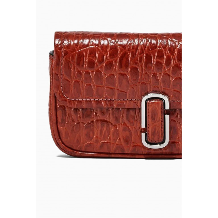 Marc Jacobs - Mini The J Shoulder Bag in Croc-embossed Leather Brown