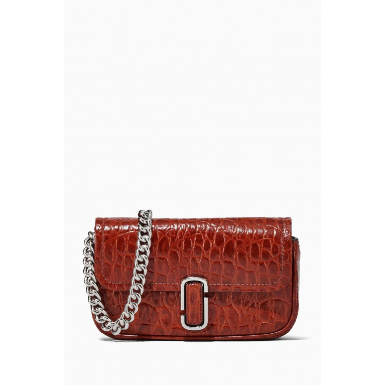 Marc Jacobs - Mini The J Shoulder Bag in Croc-embossed Leather Brown