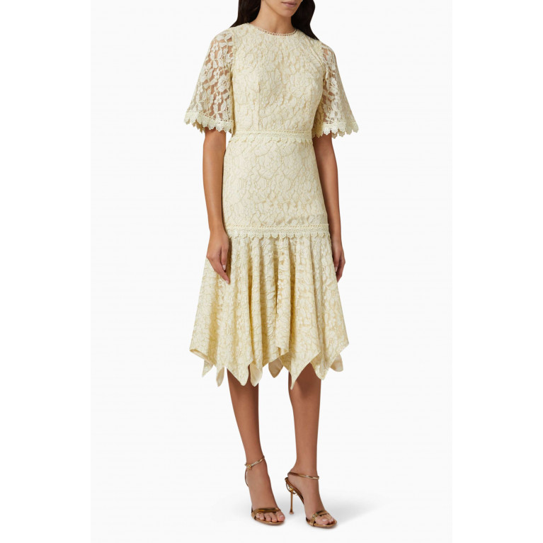NASS - Tiered Midi Dress in Lace Neutral