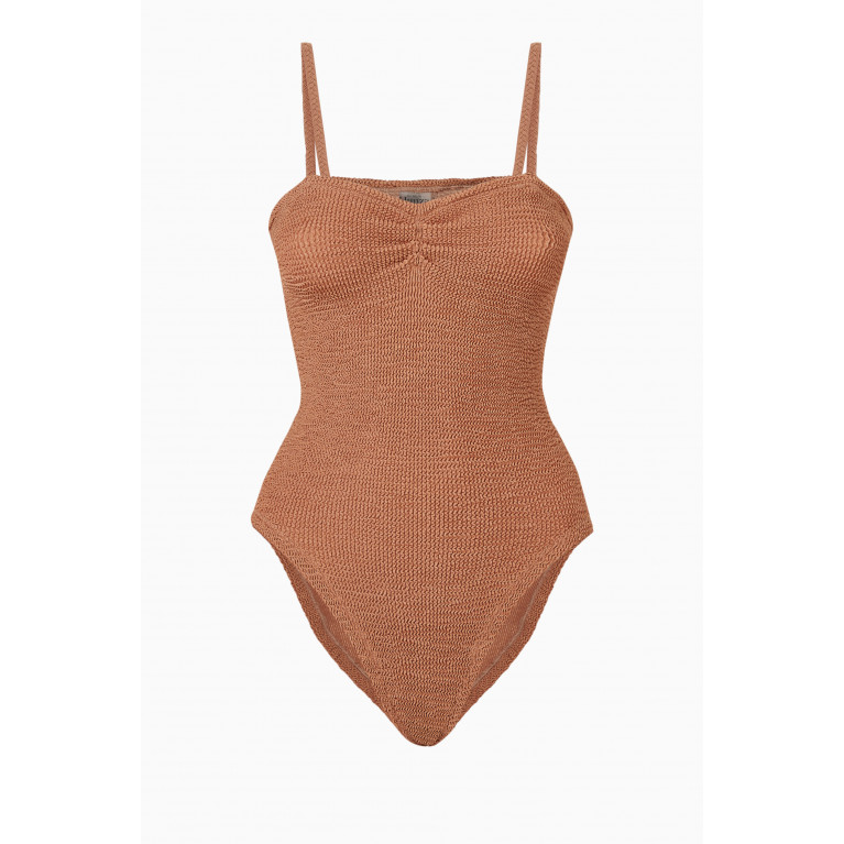 Hunza G - Venus One-piece Swimsuit in Crinkle Fabric Brown