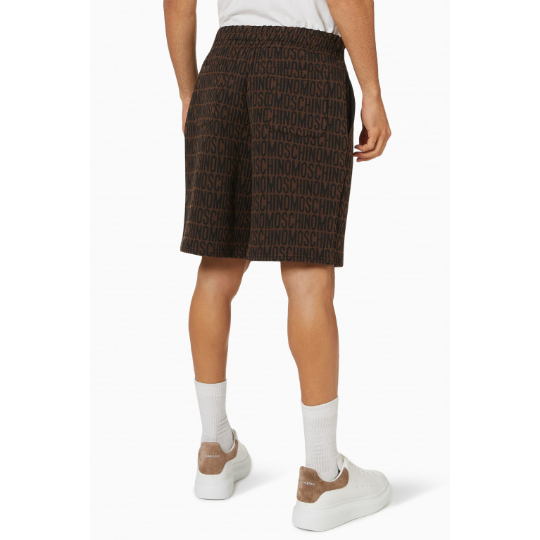 Moschino - All-over Logo Shorts in Fleece Brown