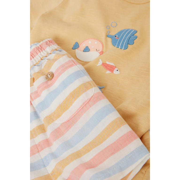 Purebaby - T-shirt & Shorts Set in Cotton-linen Blend