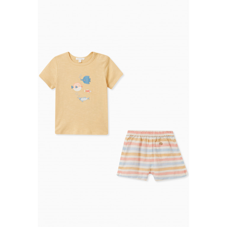 Purebaby - T-shirt & Shorts Set in Cotton-linen Blend