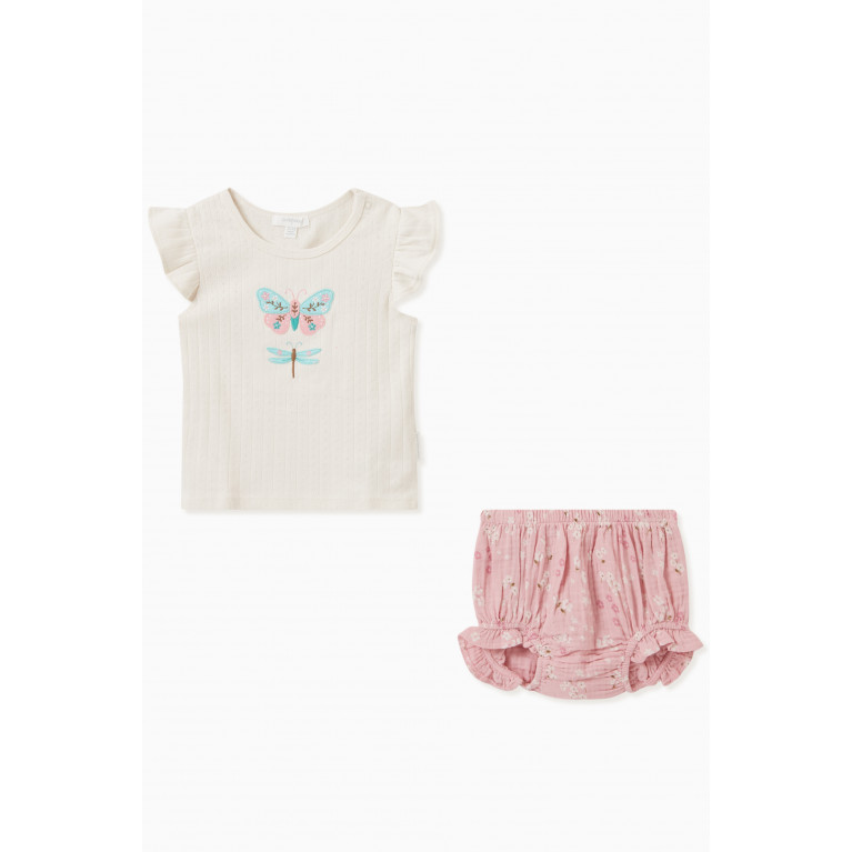 Purebaby - Butterfly T-shirt & Bloomers Set in Cotton