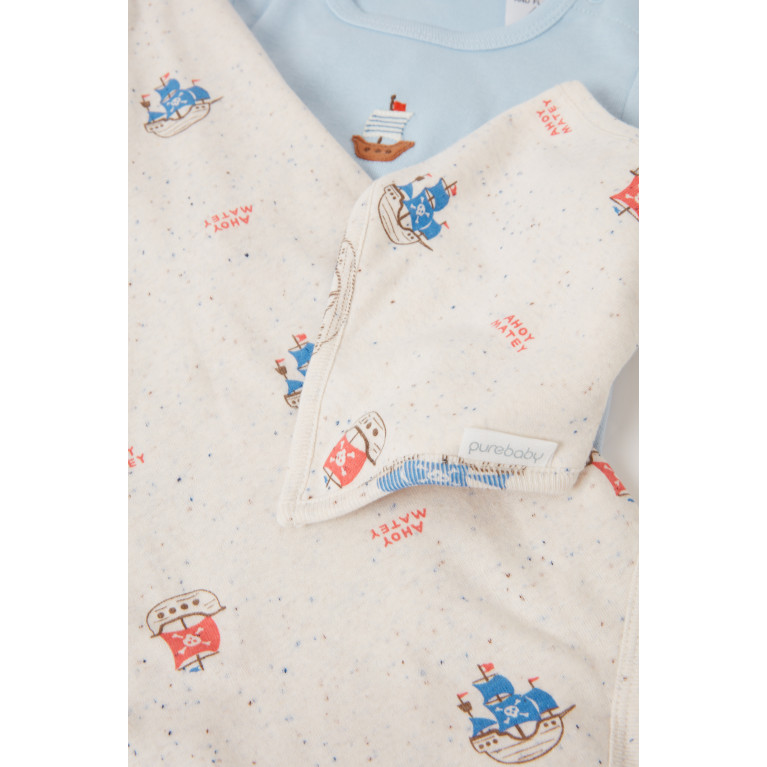 Purebaby - Ahoy Bodysuits & Handkerchief Bib Set