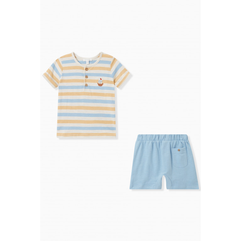 Purebaby - Sun & Sea Henley T-shirt & Shorts Set in Cotton