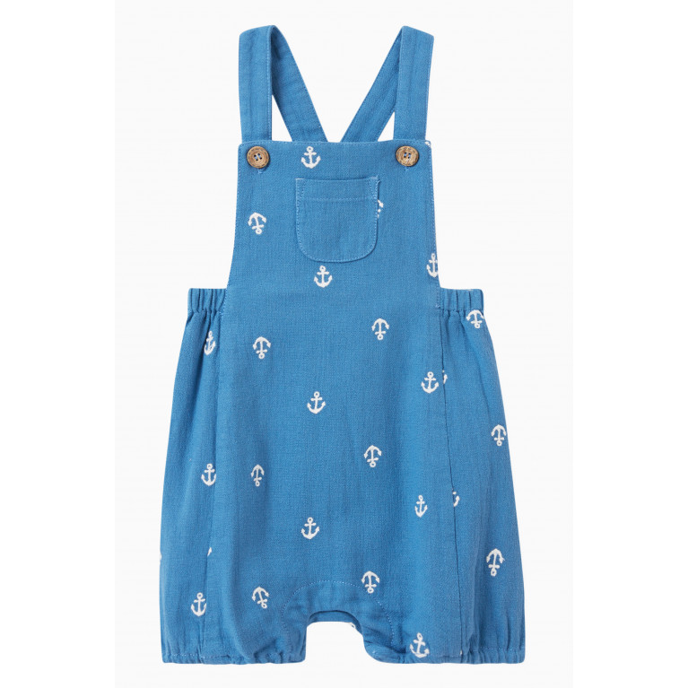 Purebaby - Purebaby - Anchor Embroidered Short Leg Overalls in Cotton