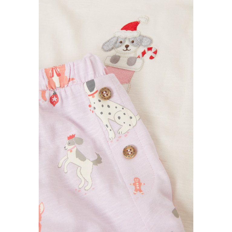 Purebaby - Christmas Puppy T-shirt & Shorts Set in Cotton