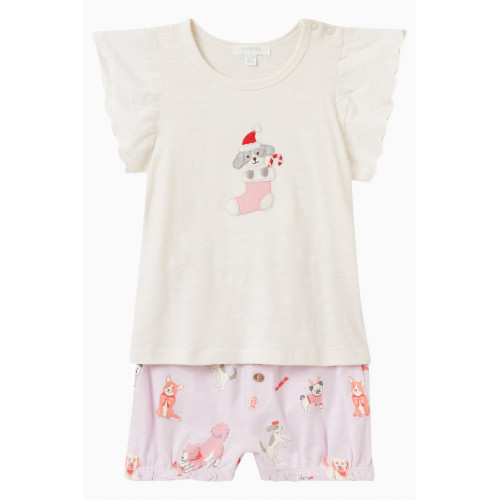 Purebaby - Christmas Puppy T-shirt & Shorts Set in Cotton