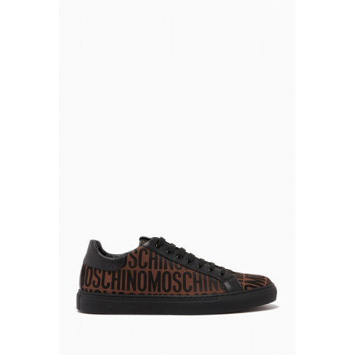 Moschino - All-over Logo Sneakers in Nylon Brown
