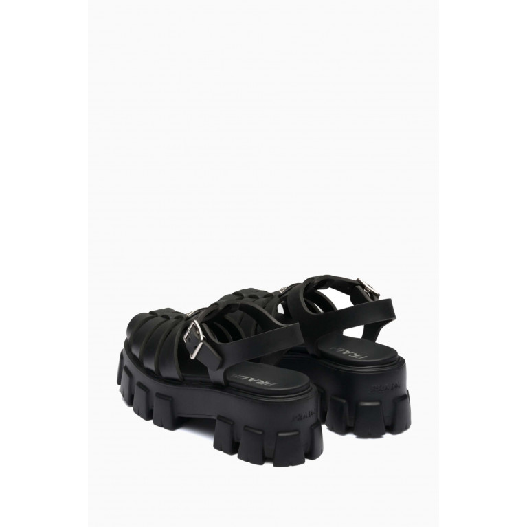Prada - Monolith Platform Sandals in Foam Rubber Black