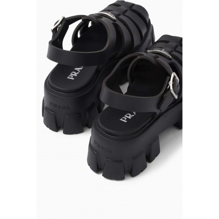 Prada - Monolith Platform Sandals in Foam Rubber Black