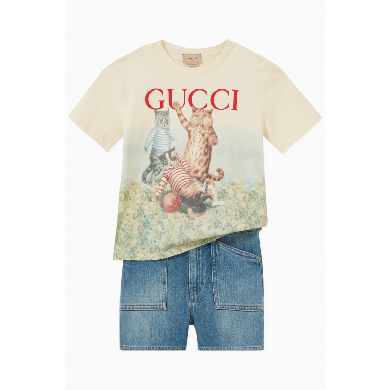 Gucci - Cat Print T-shirt in Cotton