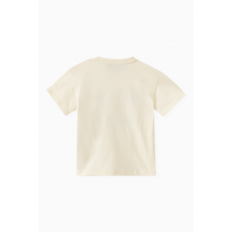 Gucci - Oversized Animal Logo Print T-shirt in Ivory Cotton Jersey