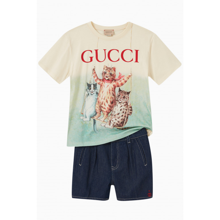 Gucci - Logo Cat T-shirt in Cotton