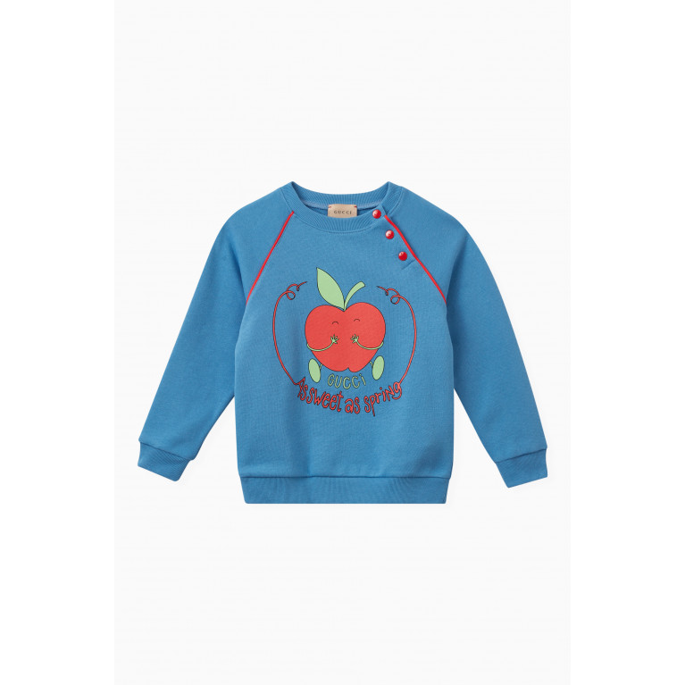 Gucci - Gucci - Apple Print Sweatshirt in Cotton Blue