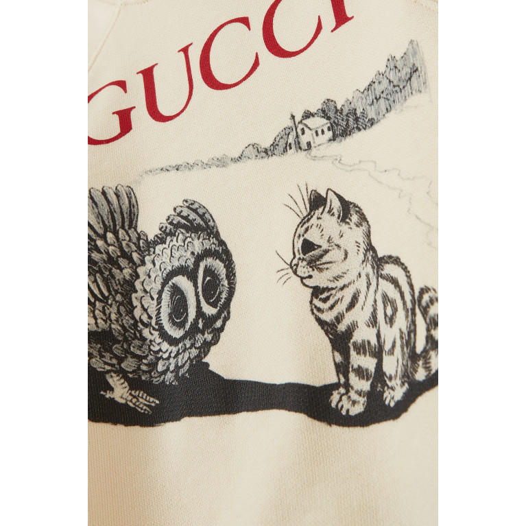Gucci - Owl Print Sweatshirt in Felted Jersey Cotton