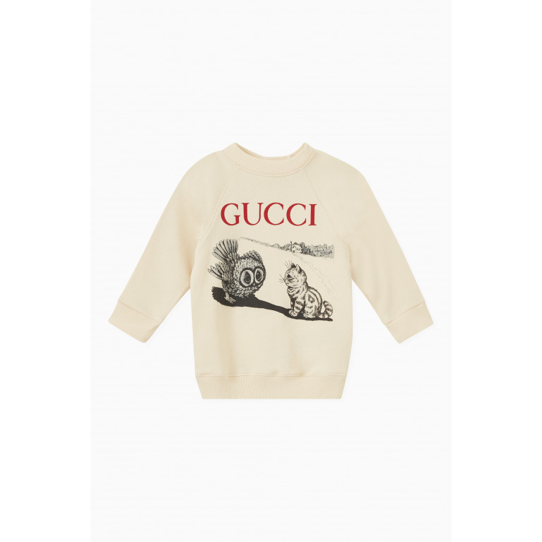 Gucci - Owl Print Sweatshirt in Felted Jersey Cotton