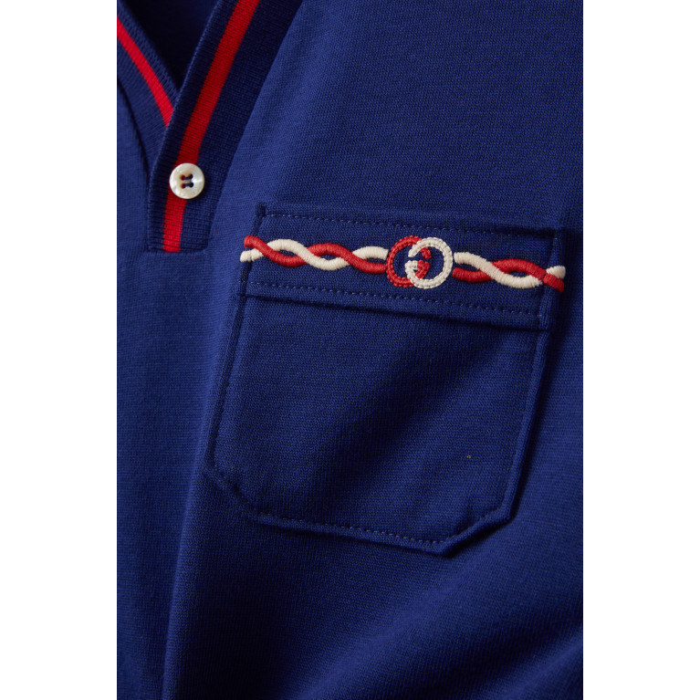Gucci - Logo Embroidered Polo in Cotton