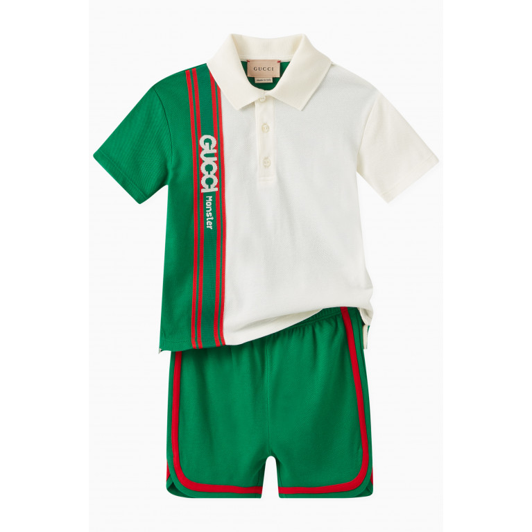 Gucci - Gucci Monster Logo Polo Shirt in Cotton Stretch