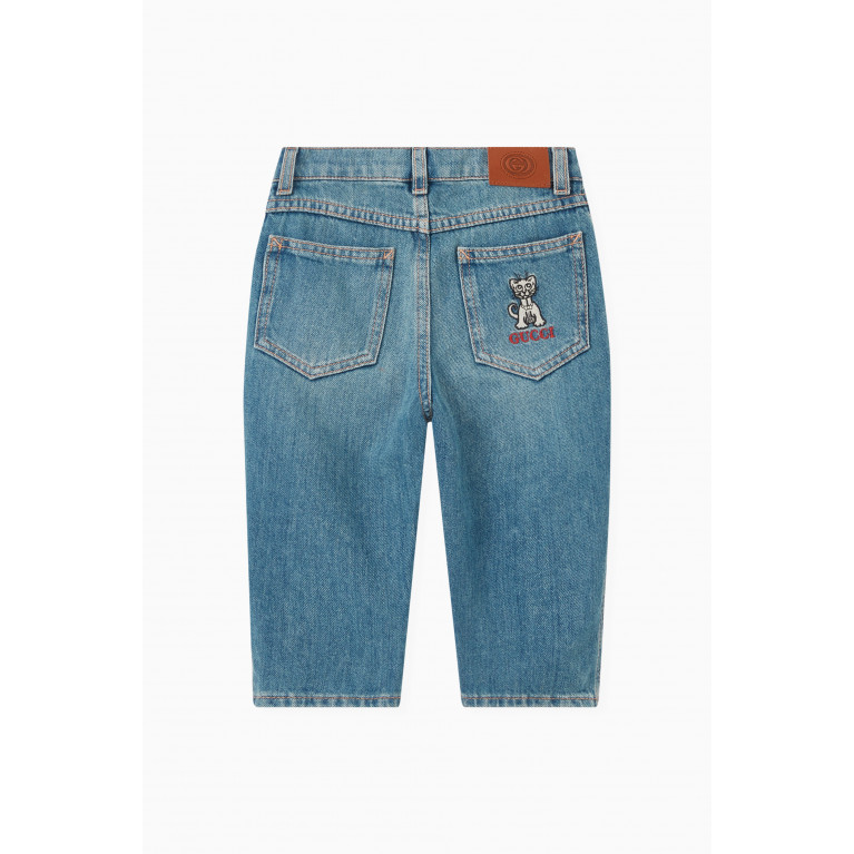 Gucci - Logo Denim Pants in Cotton