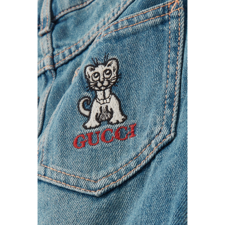 Gucci - Logo Denim Pants in Cotton