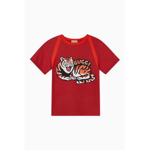 Gucci - Logo Tiger T-shirt in Cotton