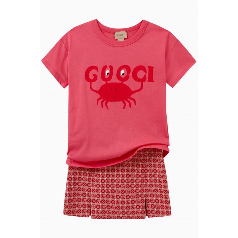 Gucci - Crab Logo Print T-shirt in Cotton Jersey Pink