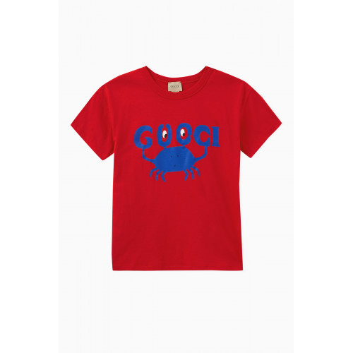 Gucci - Crab Logo Print T-shirt in Cotton Jersey Red