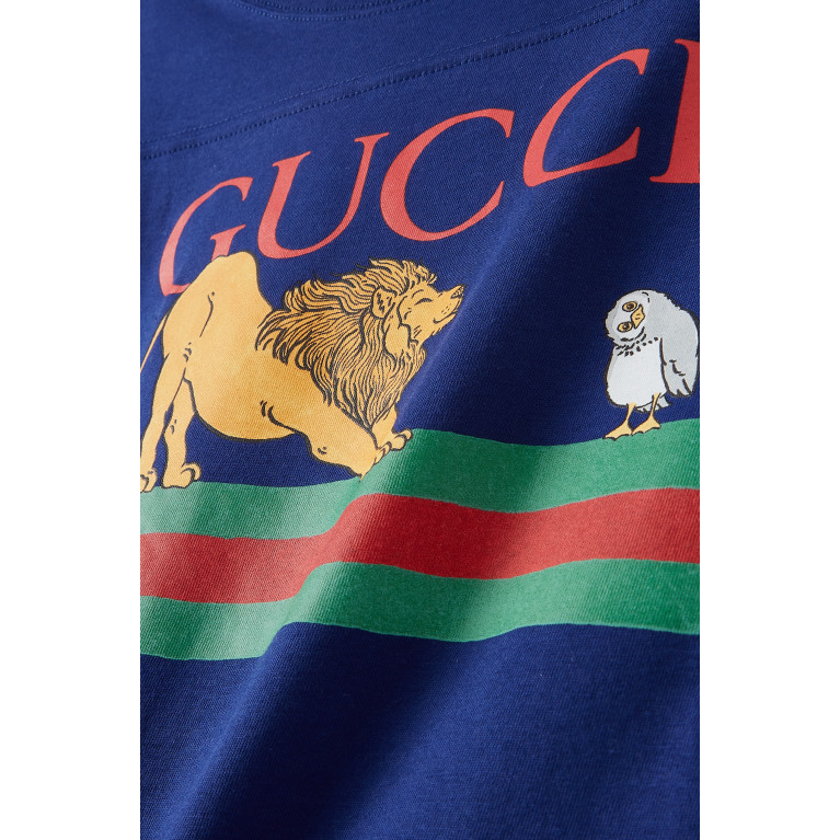 Gucci - Oversized Logo Print T-Shirt in Cotton Blue